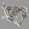 Zinc Alloy Message Pendants, Heart, plated Approx 2mm 