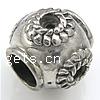 Perles European en acier inoxydable, Acier inoxydable 316, tambour, avec le motif de fleurs & sans filetage Environ 5mm, Vendu par PC