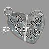 Zinc Alloy Message Pendants, Heart, plated Approx 2.5mm 