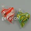 Lampwork Pendants, Heart, handmade, stripe Approx 5mm 