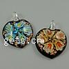 Inner Flower Lampwork Pendants, Heart, gold sand & two tone Approx 6mm 