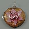 Inner Flower Lampwork Pendants, Heart, gold sand & two tone Approx 6mm 