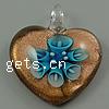 Inner Flower Lampwork Pendants, Heart, gold sand & two tone Approx 5mm 