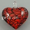 Lampwork Pendants, Heart, handmade, red Approx 7mm 