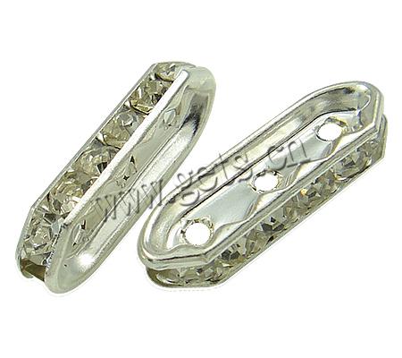 Moda Puente Rhinestone Spacer, metal, chapado, 3-aro & con diamantes de imitación, más colores para la opción, Grado A, 21x7x4mm, agujero:aproximado 1.5mm, Vendido por UD