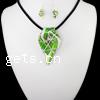 Lampwork Jewelry Sets, earring & necklace, with Brass, Leaf  Inch 