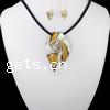 Lampwork Jewelry Sets, earring & necklace, with Brass, Leaf  Inch 