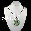 Lampwork Jewelry Necklace, with rubber cord, Leaf Inch 