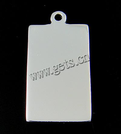 Sterling Silber Tag, 925 Sterling Silber, Rechteck, plattiert, keine, 21.3x11.3x1.2mm, Bohrung:ca. 1.5mm, verkauft von PC