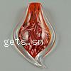 Lampwork Pendants, Leaf, handmade, red Approx 