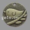 Zinc Alloy Flat Round Pendants, plated Approx 2mm 