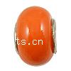 Brass Core European Porcelain Beads, porcelaine, avec laiton, rondelle, sans filetage, orange Environ 5mm, Vendu par PC