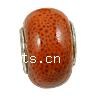 Brass Core European Porcelain Beads, porcelaine, avec laiton, rondelle, sans filetage, orange Environ 5mm, Vendu par PC