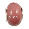 Brass Core European Porcelain Beads, porcelaine, avec laiton, rondelle, Plaqué d'argent, sans filetage, rouge Environ 5mm, Vendu par PC