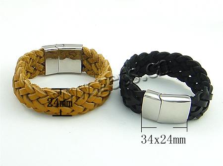 Pulsera de cuero , Cuero de vaca, 316acero inoxidable cierre magnético, más colores para la opción, 34x24mm, 24mm, Vendido por Sarta