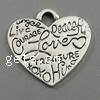 Zinc Alloy Message Pendants, Heart, plated Approx 3mm 