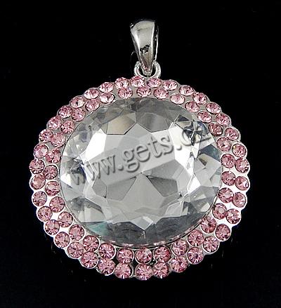 Zink Legierung Strass Anhänger, Zinklegierung, rund, plattiert, mit Strass, keine, 37x37x12mm, Bohrung:ca. 5mm, verkauft von PC