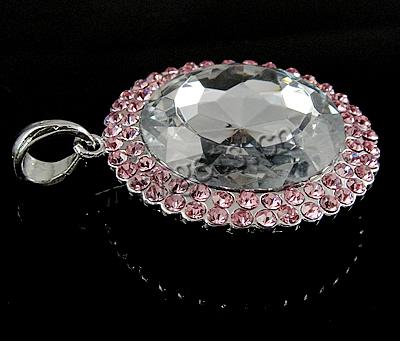 Zink Legierung Strass Anhänger, Zinklegierung, rund, plattiert, mit Strass, keine, 37x37x12mm, Bohrung:ca. 5mm, verkauft von PC