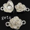 Sterling Silber Magnetverschluss, 925 Sterling Silber, Blume, plattiert, Einzelstrang, keine, Bohrung:ca. 1.5mm, verkauft von PC