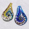 Lampwork Pendants, Teardrop, handmade, gold sand & silver foil Approx 