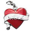 Zinc Alloy Enamel Pendants, zinc alloy lobster clasp, Heart, plated Approx 2mm 