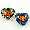 Inner Flower Lampwork Pendants, Heart, gold sand & two tone Approx 9mm 