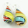 Lampwork Pendants, Teardrop, handmade, stripe Approx 6mm 