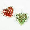 Lampwork Pendants, Heart, handmade, gold sand Approx 8mm 