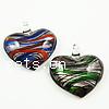 Lampwork Pendants, Heart, handmade, silver foil Approx 6mm 