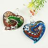 Lampwork Pendants, Heart, handmade, gold sand & silver foil Approx 8mm 