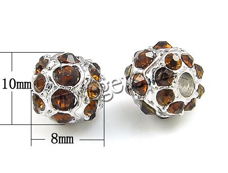 Strass Zinklegierung Perlen, Harz Strass, mit Zinklegierung, rund, plattiert, mit Strass von Nahost, keine, frei von Kadmium, Grade A, 10x8mm, Bohrung:ca. 3mm, verkauft von PC