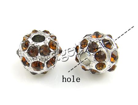 Perles strass en alliage de zinc, strass de résine, avec alliage de zinc, Rond, Placage, avec les strass de Moyen-Orient, plus de couleurs à choisir, sans cadmium, grade A, 10x8mm, Trou:Environ 3mm, Vendu par PC