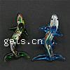 Tier Murano Anhänger, Lampwork, Dolphin, Silberfolie, keine, 55x32x22mm, Bohrung:ca. 6mm, verkauft von PC