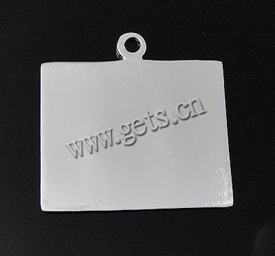 Sterling Silber Tag, 925 Sterling Silber, Rechteck, plattiert, keine, 22.3x18.3x1mm, Bohrung:ca. 2mm, verkauft von PC