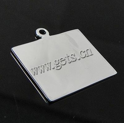 Sterling Silber Tag, 925 Sterling Silber, Rechteck, plattiert, keine, 22.3x18.3x1mm, Bohrung:ca. 2mm, verkauft von PC