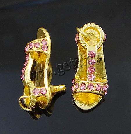 Zinklegierung Schuhe Anhänger, mit Strass, plattiert, mit Strass, keine, frei von Kadmium, 24x10x12mm, Bohrung:ca. 3mm, verkauft von PC