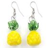 Lampwork Drop Earring, brass earring hook, Pineapple .8 Inch 