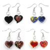 Lampwork Drop Earring, brass earring hook, Heart .7 Inch 