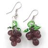 Lampwork Drop Earring, brass earring hook, Grape .8 Inch 