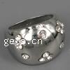 Rhinestone Zinc Alloy Finger Ring, dome ring, nickel, lead & cadmium free, 8# 