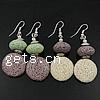 Boucle d'oreille en demi-gemme , lave volcanique, laiton boucle d'oreille crochet, plus de couleurs à choisir Environ 2.3 pouce, Vendu par paire