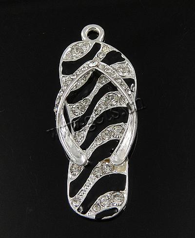 Zinklegierung Schuhe Anhänger, mit Strass & Emaille, plattiert, Emaille, keine, frei von Nickel, 46x20x2.5mm, Bohrung:ca. 3mm, verkauft von PC