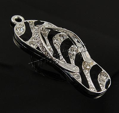 Zinklegierung Schuhe Anhänger, mit Strass & Emaille, plattiert, Emaille, keine, frei von Nickel, 46x20x2.5mm, Bohrung:ca. 3mm, verkauft von PC