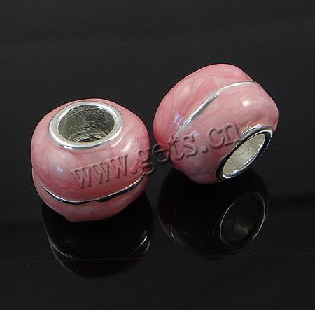 Enamel Zinc Alloy European Beads, Rondelle, plated, without troll & large hole, more colors for choice, 10x8mm, Hole:Approx 4.5mm, Sold By PC