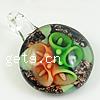 Inner Flower Lampwork Pendants, Flat Round, gold sand 56-60mm, 42-45mm Approx 6mm 