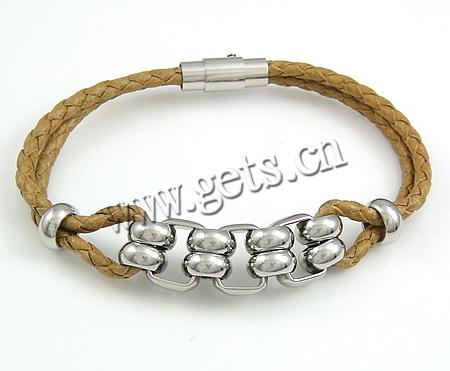 Rindsleder-Armbänder, Kuhhaut, mit 316 Edelstahl, unterschiedliche Länge der Wahl, keine, 13mm, 9x4mm, 3mm, verkauft von Strang