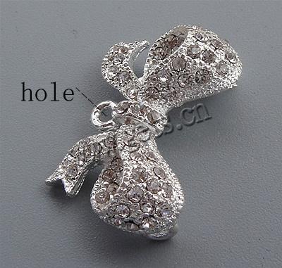 Zinc Alloy Bowkont Pendants, with Rhinestone, Ribbon, more colors for choice, 20x30x7mm, Hole:Approx 2.4mm, Sold By PC