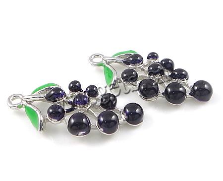 Zinc Alloy Enamel Pendants, Grape, plated, more colors for choice, 29x15x4mm, Hole:Approx 2mm, Sold By PC