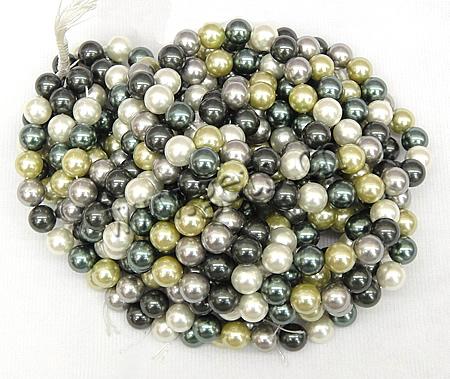 South Sea Shell Beads, Round, different size for choice, mixed colors, nickel, lead & cadmium free, Hole:Approx 1mm, Length:16 Inch, Sold By Strand