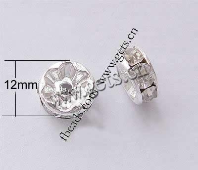 Rondelle Strass Spacer, Messing, plattiert, mit Strass, keine, Grad AAA, 12mm, 100PCs/Tasche, verkauft von Tasche